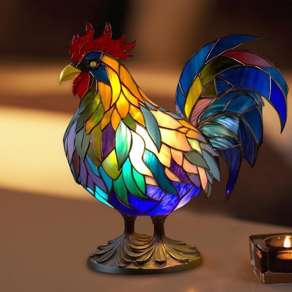 Dyr Bordlampe Serie Farvet Harts Elefant Drake Ulv Lampe Retro Sengelampe Tiffany Stil Natlampe Bohemian Resin Lampe til Soveværelset - WELLNGS Varg