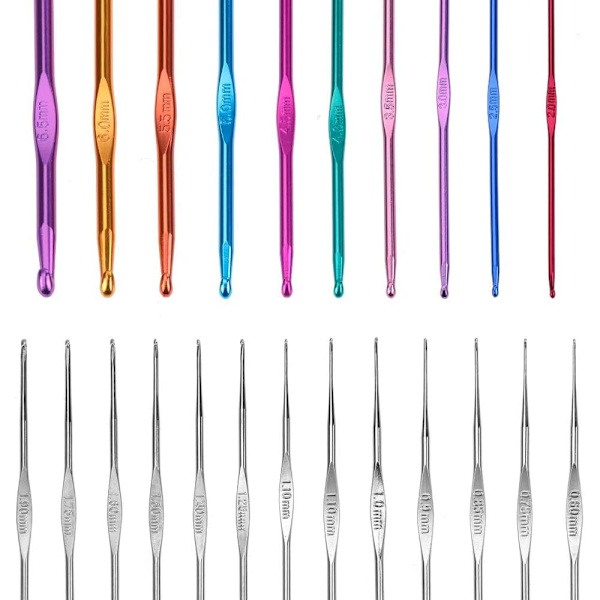 100 stk. tilbehør strikkekits 22 stk. aluminium strikkepinde