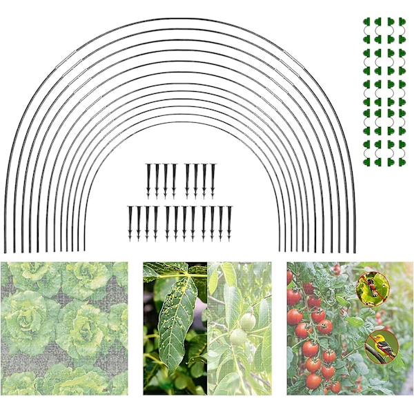 Trädgårdsbågar för nät, trädgårdsbågar Växthusram, växthusram Trädgårdsbågar, DIY växthusbågehussats, Polytunnelstödram för Gard 30pcs (10pcs)