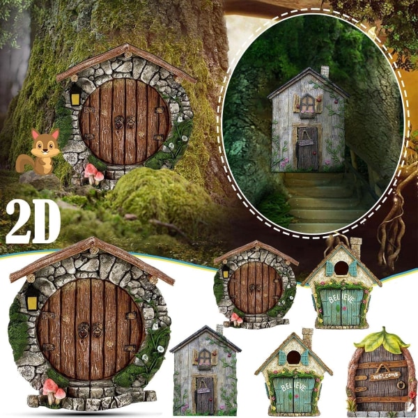 Fairy Door Set med 6 Miniature Gnome Door Set Pixie Miniature