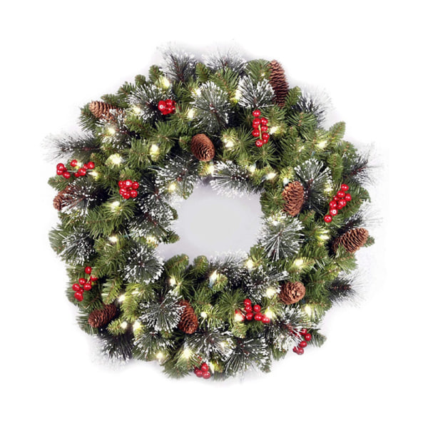 30 cm julekrans med LED og krok for ytterdør med lys