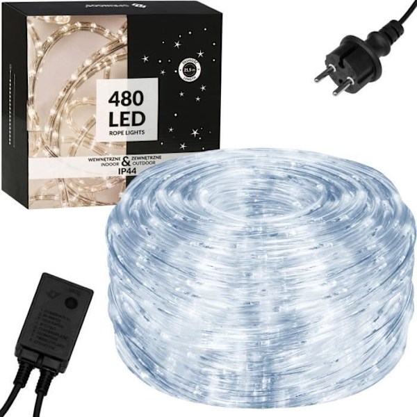 SPRINGOS® Fairy Lights 480 LED, 21,5 meter IP44 8-funktions timer – kallvit Vit kyla