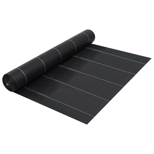 vidaXL Ogräsmatta svart 2x100 m PP Svart 14360