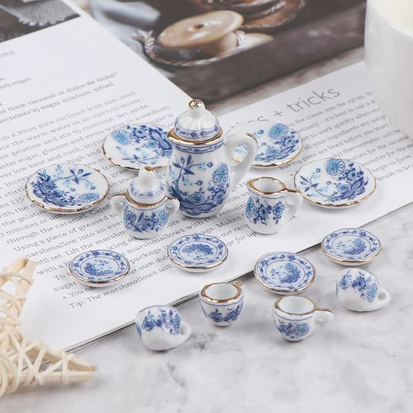 15st 1:12 Dollhouse Miniature Tableware Porcelain Ceramic Tea Set-FA-