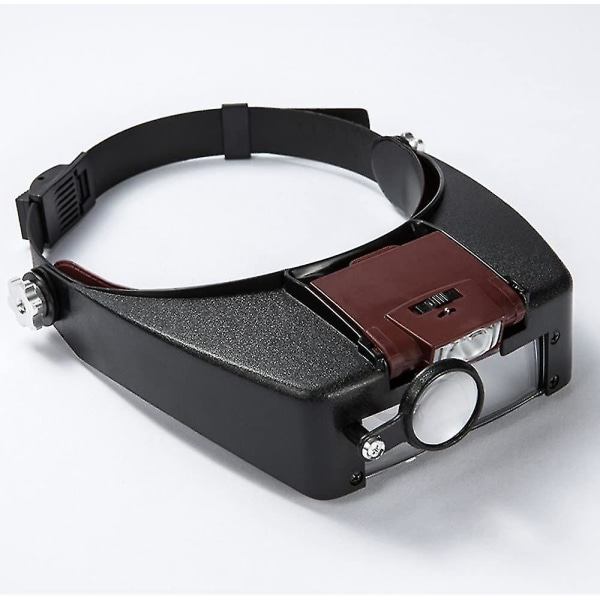 Huvudband Lupp Med 2 LED-lampor 1,5x 3x 6,5x 8x Pannlampa