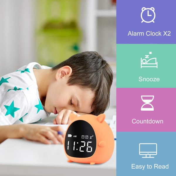 Digital väckarklocka för barn, söt väckarklocka för barn med nedräkning