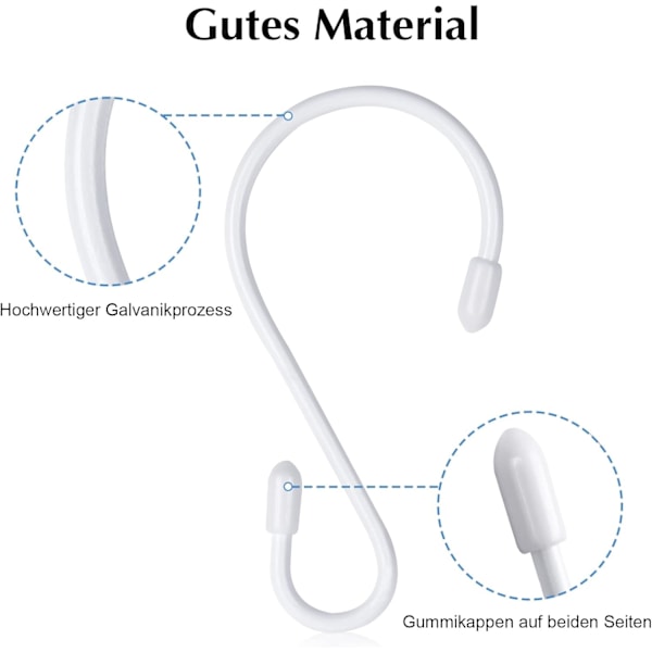 12-pack S-muotoiset koukut valkoinen 8 cm pienet keittiökoukut metallikoukut max loa