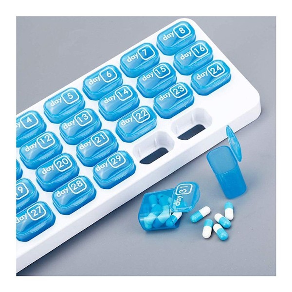 Pillerbox 31 dagar Bärbar tablettbox Månad Medicinlåda red
