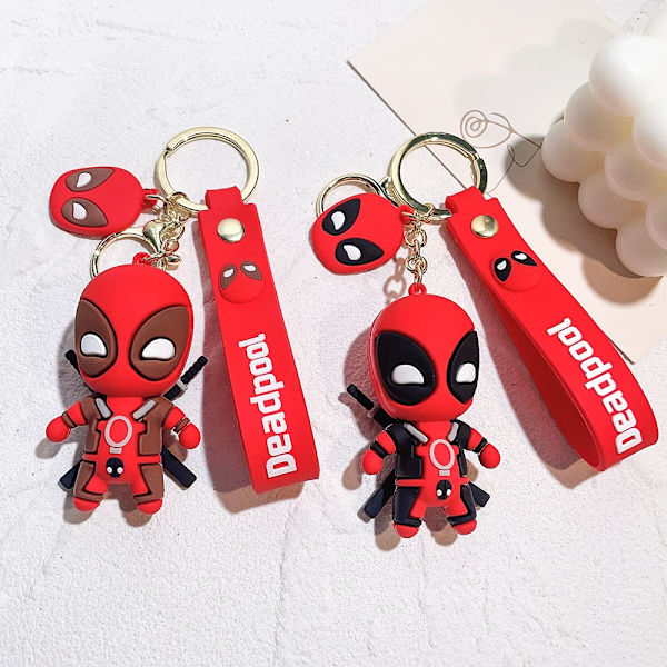 Marvel Sød Dukke Hængende Anime Figurer Deadpool Q Version Mode Rygsæk Nøglering Par Taske Nøglering Vedhæng Fødselsdag Gave A