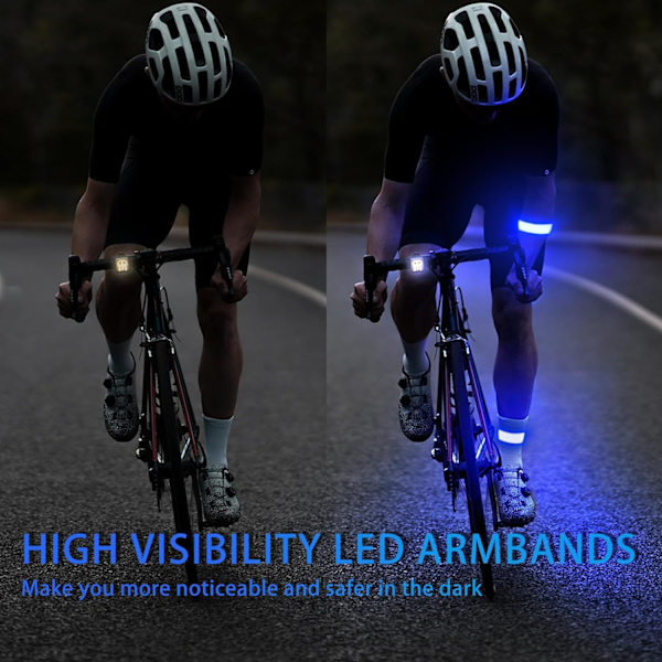 LED-armbånd til løb, 2-pak løbelamper til løbere Genopladelig reflekterende løbevest Lysende armbånd Høj synlighed LED-armbåndslamper blue
