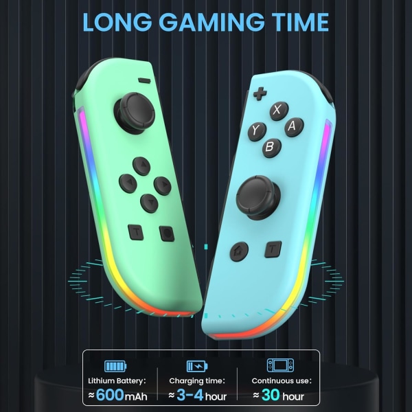 Trådløs håndkontroll kompatibel for Nintendo Switch, Oled, Lite Gamepad Joystick (l/r) Erstatning med Rgb høyre green+blue