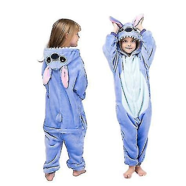Børns Vinter Stitch Pyjamas Sovnetøj Enhjørning Onesies Drenge Piger Fleece Soveværelse Baby Kostume 140CM