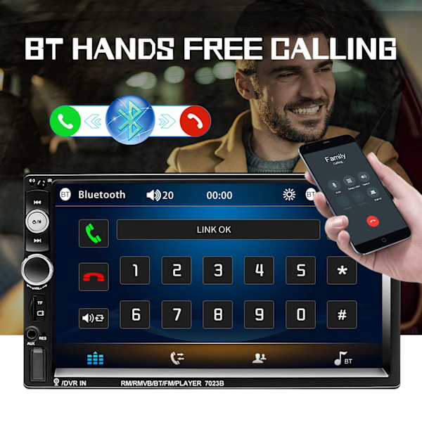 Bilstereo Bilradio 7\" MP5-afspiller med HD Touch Screen Digital Display Bluetooth Multimedia Support MP5-afspiller opløsning 800*480 MP5 player resolution 800*480 7010B
