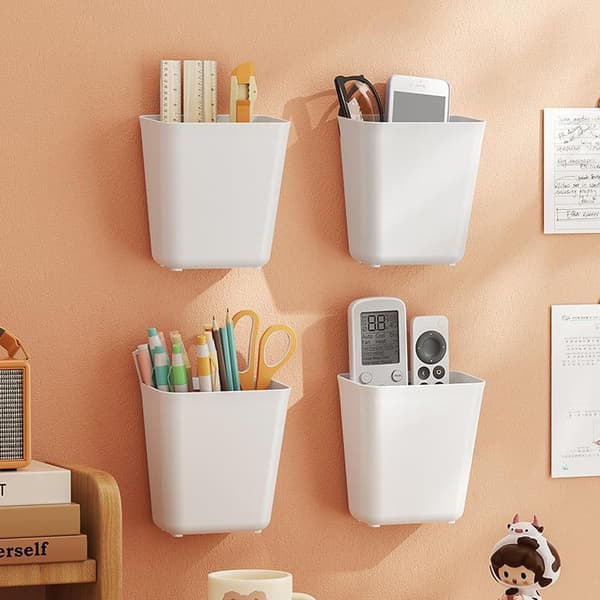 4-pack självhäftande väggförvaringslåda, vit 14L x 9B x 15H cm-FA-