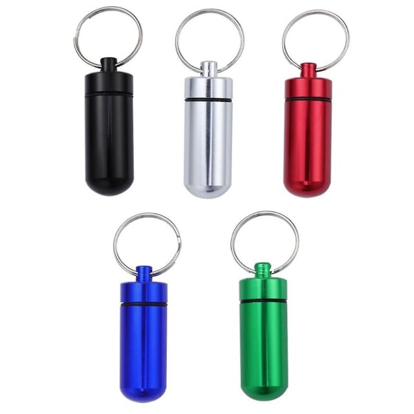 5 stk pilleflasker i aluminiumlegering, forseglet, vanntett, bærbar, mini