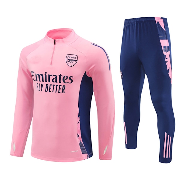 2425 Ny halv lynlås fodbold træningstøj efterår vinter sæt til voksne og børn Arsenal/Pink Arsenal/Pink 2XL