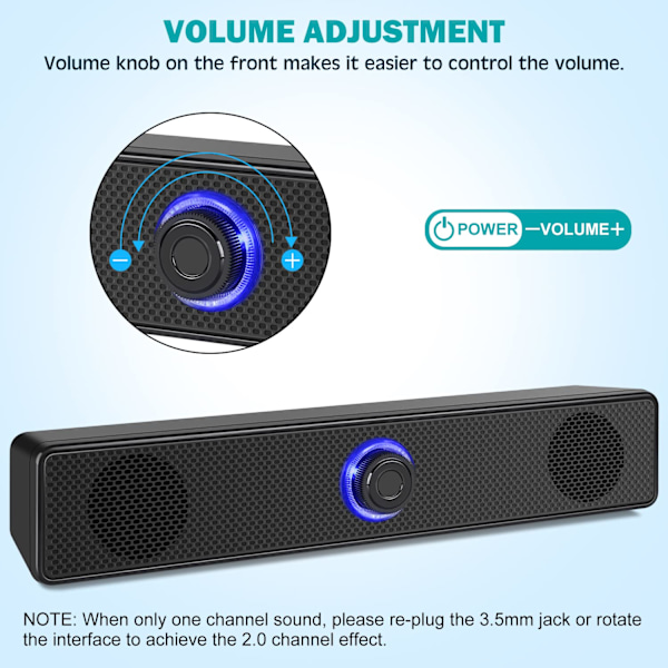 Datorhögtalare, USB-drivna PC-högtalare Trådbundna Stereo Desktop-högtalare för dator, stationär, bärbar dator, PC, pad, mobiltelefon Bluetooth Model