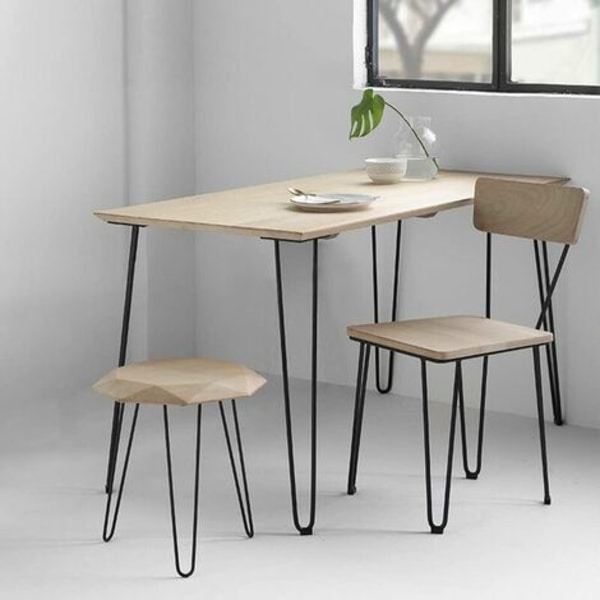 Hårnålben for møbler 60 cm, sett med 4, DIY-bordben i metall for spisebord, skrivebord