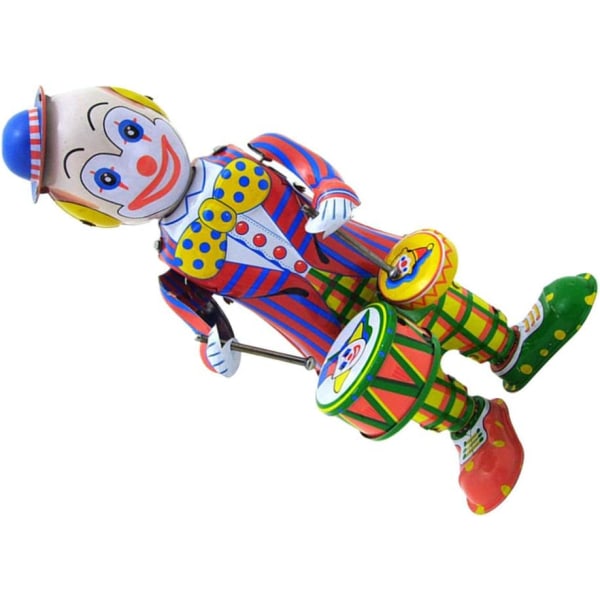 Retro Opptrekkbar Leketøy Tinplate Toy Circus Clown Robot Tromming