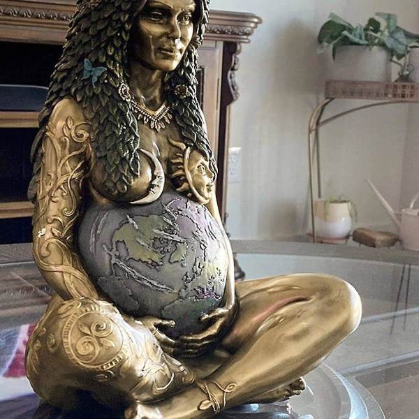 Gaia Millennium Gaia Statue Moder Jord Gaia Kunst Statue Moder Jord Gudinne Statue Påskegave Hagedekorasjoner Utendørsdekorasjon (Kobber)