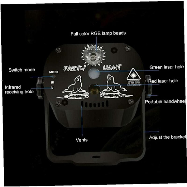 UV LED Projektor Festbelysning Lampe USB RGB DJ Projektor Disco Lys