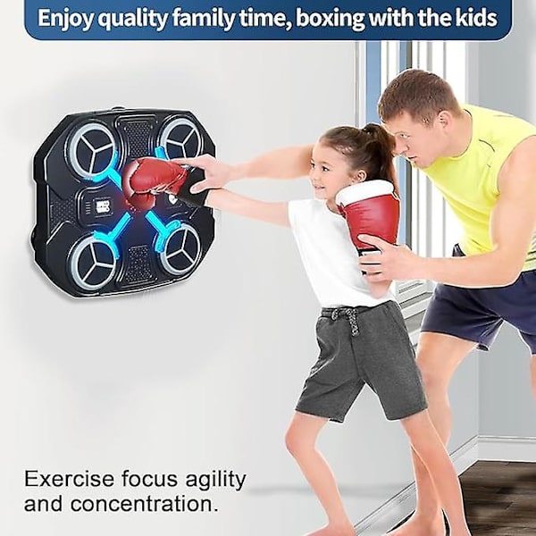 Musikboksningsmaskine til børn 2024 med handsker, Bluetooth Smart Boksetræning Vægmål Punching Pads til børns fødselsdag julegave Pink Pink Ordinary Style