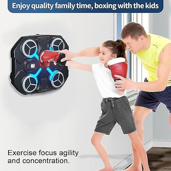 Musikboxningsmaskin för barn 2024 med handskar, Bluetooth Smart Boxningsträning Väggmål Punching Pads för barns födelsedag julgåva Rosa Pink Bluetooth