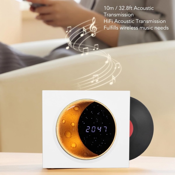 Vinylplatespiller Bluetooth-høyttaler Måneklokke Stjernehimmellampe