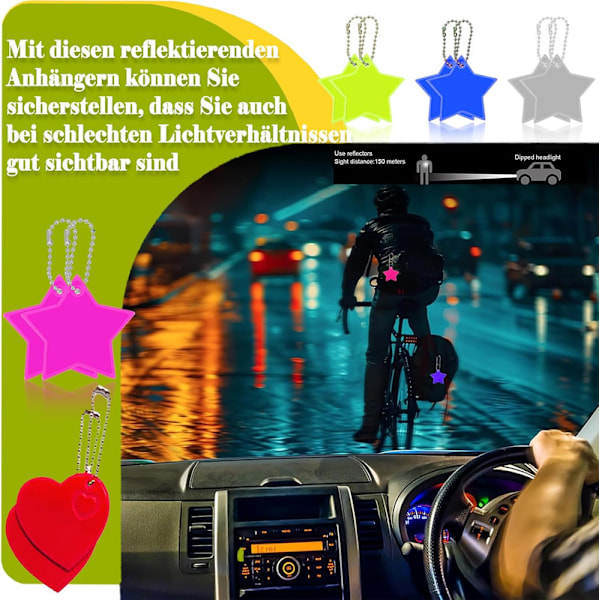 32 stycken reflexhängen, stjärna reflexhänge barnreflexhänge för skolväskor,