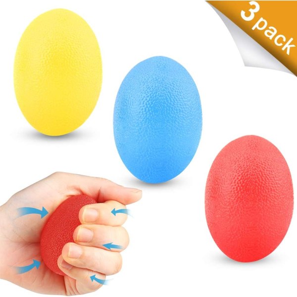 Äggformade greppbollar, 3 delar handtränare Fingertrainer Ägg