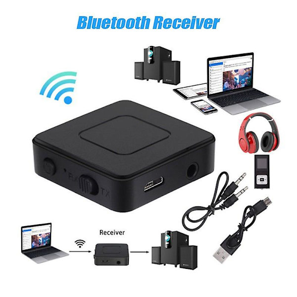 2-in-1 Bluetooth-lähetin-vastaanotin 3,5 mm Aux-stereolähetin Langaton musiikkiääni Bluetooth5.0-sovitin TV:lle Dvd Mp3 PC-kaiuttimelle (FMY)