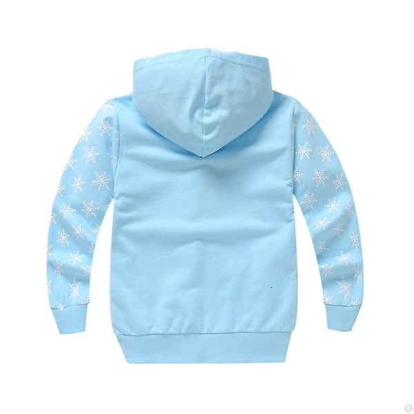 Frozen Elsa Anna Print Långærmet Hoodiejakke Børn Piger Casual Hætte Yderbeklædning med fuld lynlås Light Blue