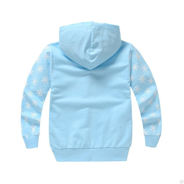 Frozen Elsa Anna Print Langærmet Hoodiejakke Børn Piger Casual Hættetrøje Yderbeklædning med Hel Lynlås Light Blue
