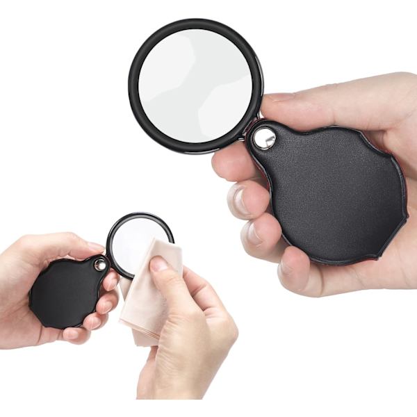 10x Liten Förstoringsglas, 2 st Mini Fickförstorare Vikbar