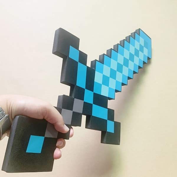 Perfekt Minecraft diamant sværd animationsrekvisit sværd legetøjsmodel 1 stk Blå-FA-