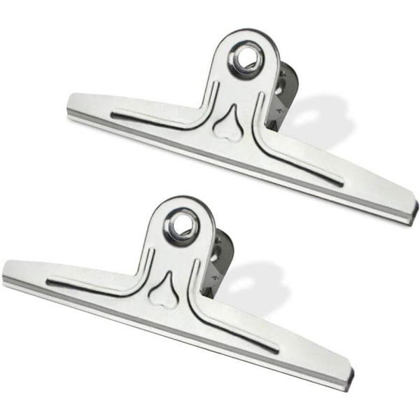 Oversized Bull Clips, Pack of 2 Silver Stainless Steel Binder