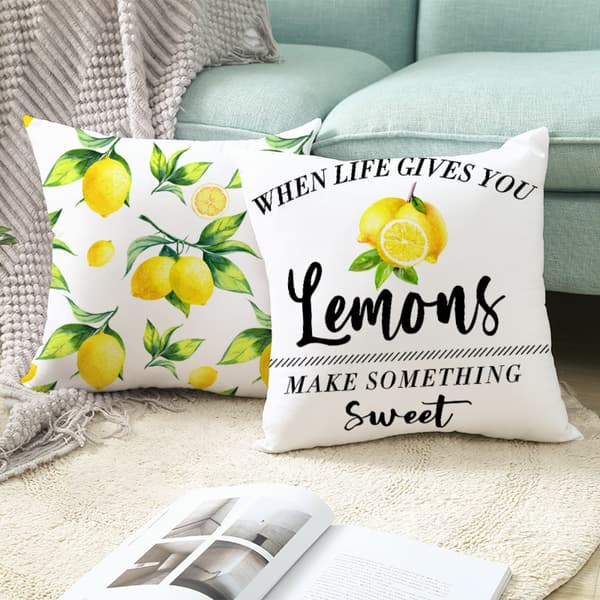 Gul Citrus Print Pudebetræk Blød Moderne Bondegård til Soveværelse Sofa Stue 18 x 18 Tommer-FA-