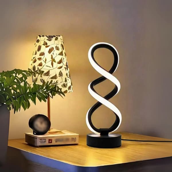 Modern Spiral RGB Table Lamp, LED Creative Spiral Decorative Night Light black-FA- black