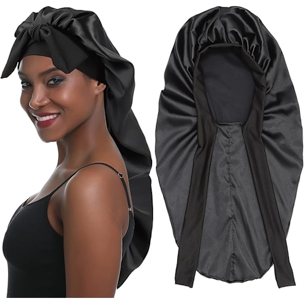 KCVV Nattlue - Satin Nattlue - Lang Satin Bonnet for Jenter - for Damer - 2 Stykker