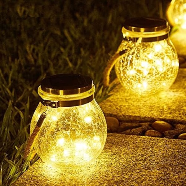 2 Pieces Waterproof Solar Glass Lantern Outdoor Garden Lantern