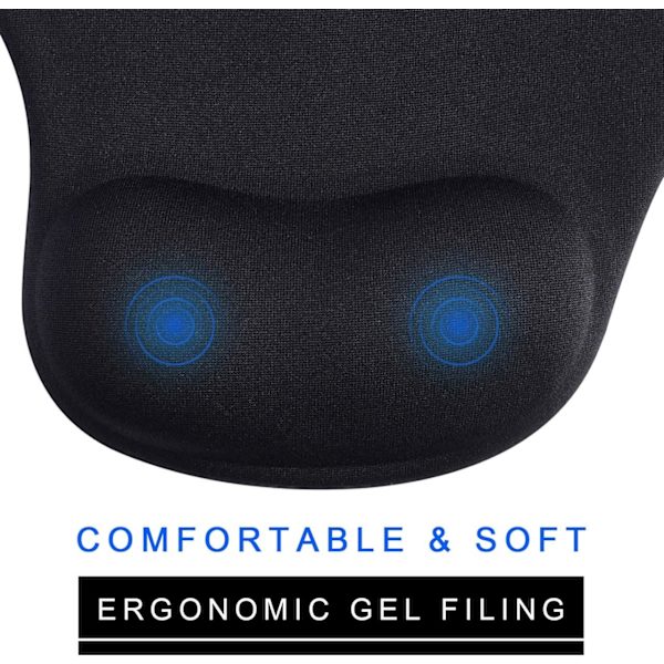 Musmatta, 2-pack ergonomisk musmatta med bekvämt gelhandledsstöd, bas för att enkelt lindra skrivsmärta, hållbar och lätt att rengöra