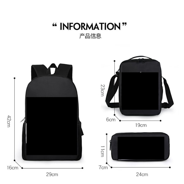 3-pack fotbollsstjärnan Lionel Messi ryggsäck, skolväska, P2 P2 Only Backpack