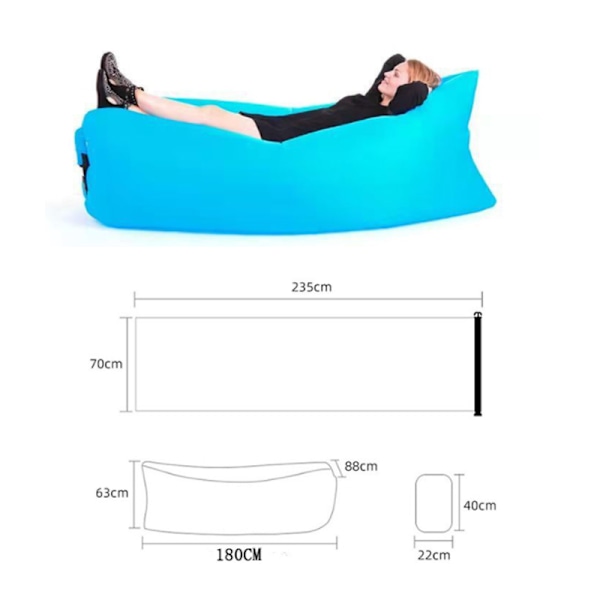 Täytettävä sohva Kannettava ulkoilma Beach Air Futon Taitettava leirintä Täytettävä sänky blue