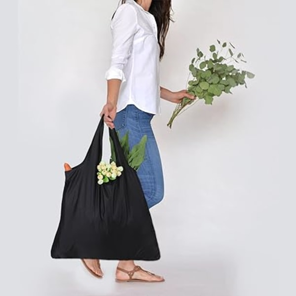 3 stk gjenbrukbare handleposer, sammenleggbar shopper med festepose,