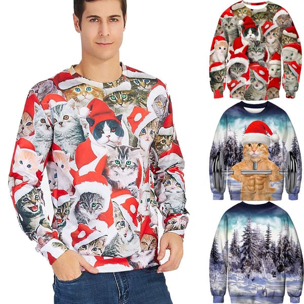 3D-printet grim julesweater, grim julesweater L blå blue-FA- blue XL