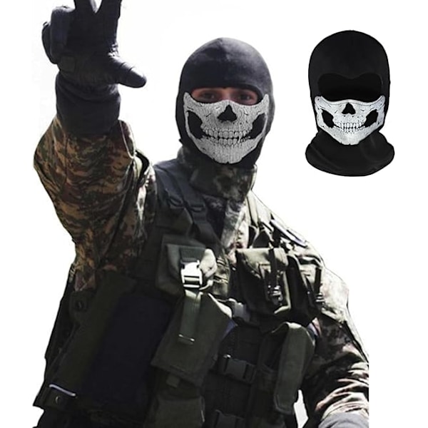 Yksikokoinen Kallo Ghost Mask Call of Duty Mask Musta Täyskasvoinen Pyöräilyhuppu