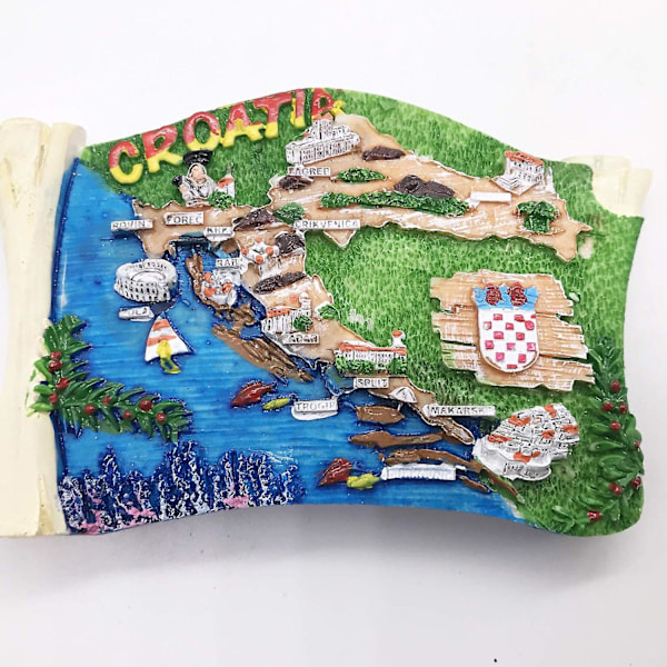 Magnet Souvenir 3D-karta Kroatien Kylskåpsmagnet Turist Souvenirer Handgjorda Harts Craft Magneter Hem Kök Dekoration Samling Present