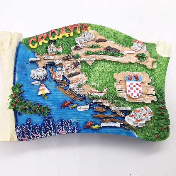 Magnet Souvenir 3D-kort Kroatien Køleskabsmagnet Turist Souvenirer Håndlavede Harpiks Kunsthåndværk Magneter Hjem Køkken Dekoration Samling Gave