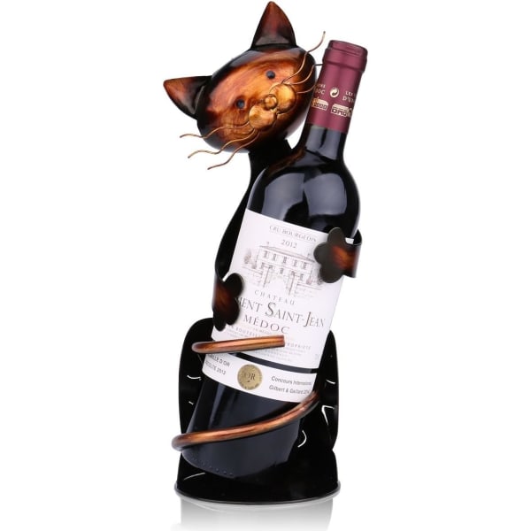 Cat Wine Bottle Holder Beverage Bottle Holder Metal Sculpture