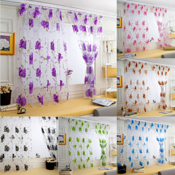 Romantisk tyllgardin fönstergardin för vardagsrum Purple